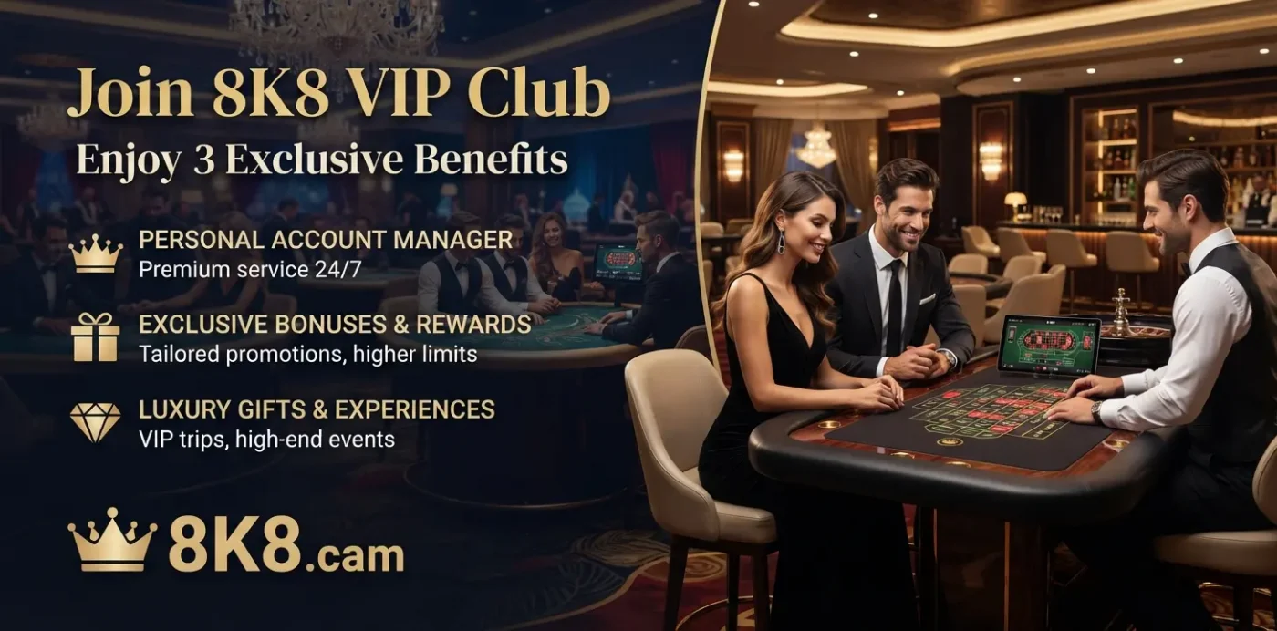 Join 8K8 VIP Club Enjoy 3 Exclusive Benefits